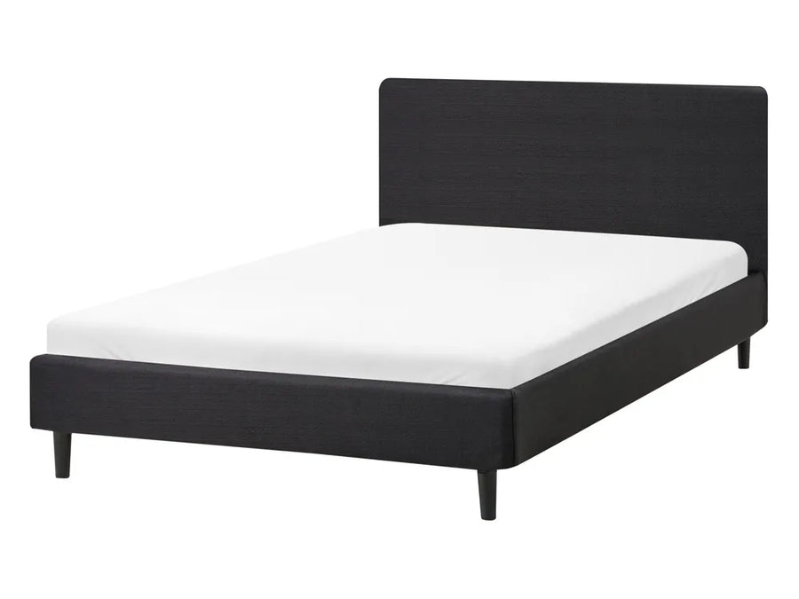 Black fabric small double bed with slatted base
