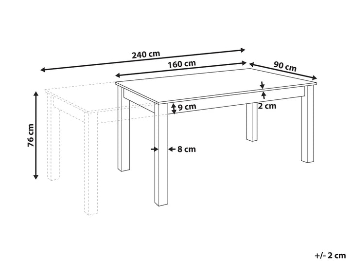 Extending Dining Table Dark Ash Wood 160/240 cm 90 cm Diehl