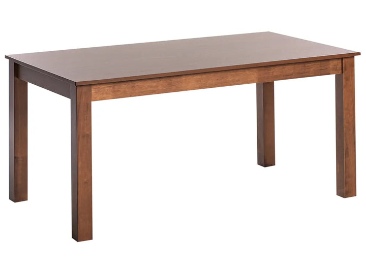Wooden table with a brown finish on a white background