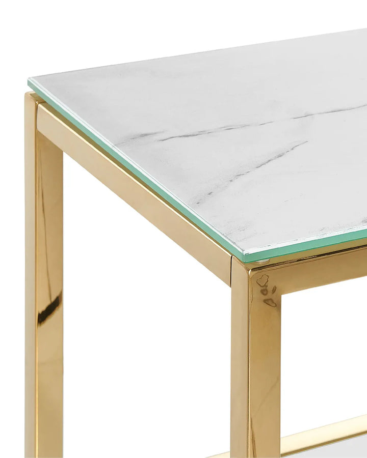 Console Table Tempered Glass White Marble Jehias