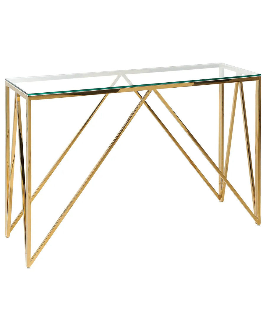 Gold tempered glass console table