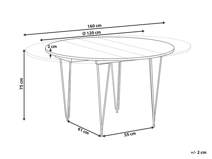 Extending Dining Table Brown 120/160 cm 120 cm Brookner