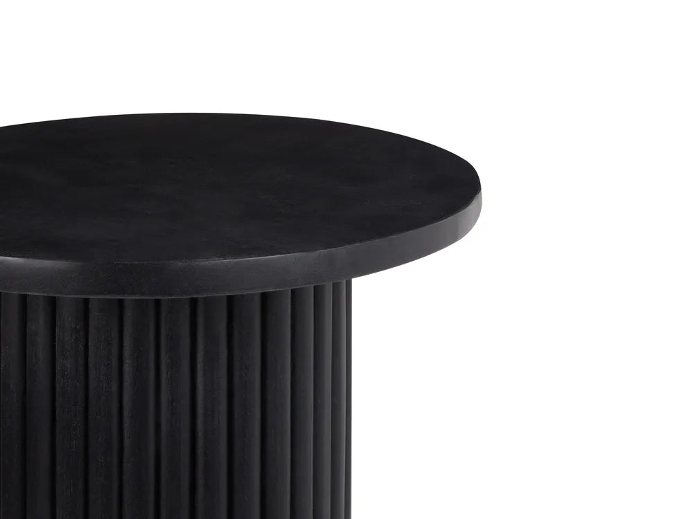 Black round table on a white background