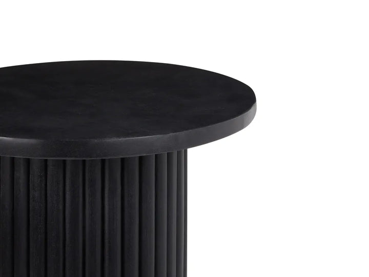 Black round table on a white background