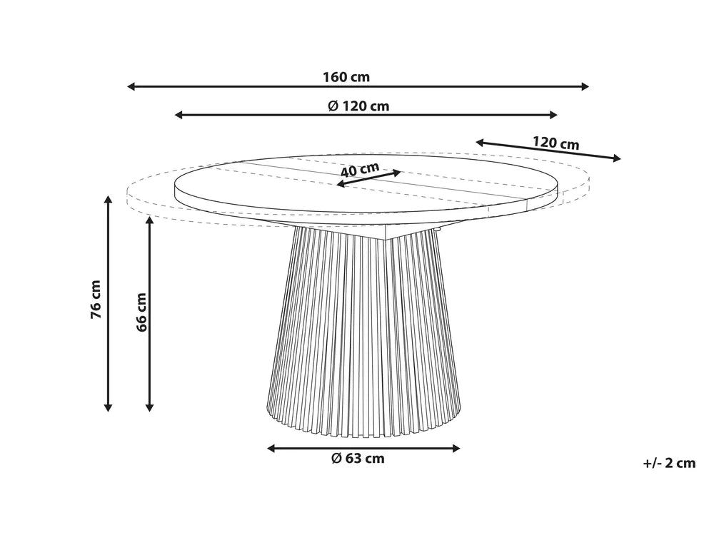 Extending Dining Table Black Ash Wood 120/160 cm 120 cm Alesana