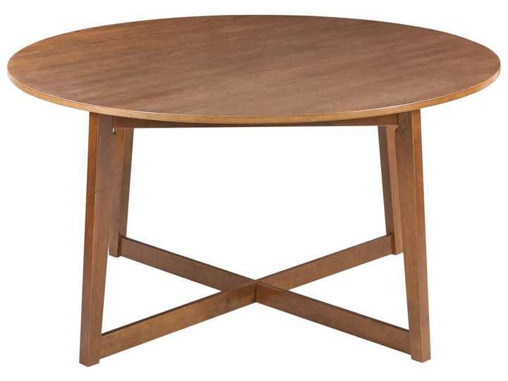 Wooden round table on a white background