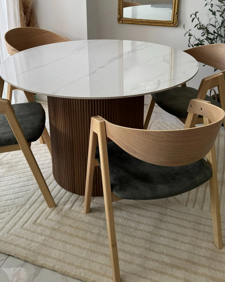 Dining Table White Marble 120 cm 120 cm Sherpa