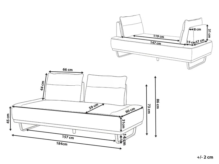 Sofa 3 Seater Fabric White Ambert