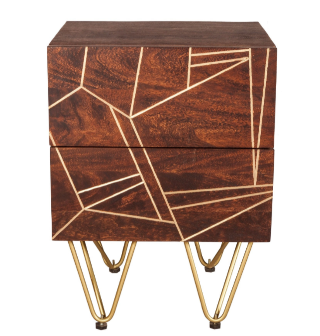 Dark Gold 2 Drawer Side Table