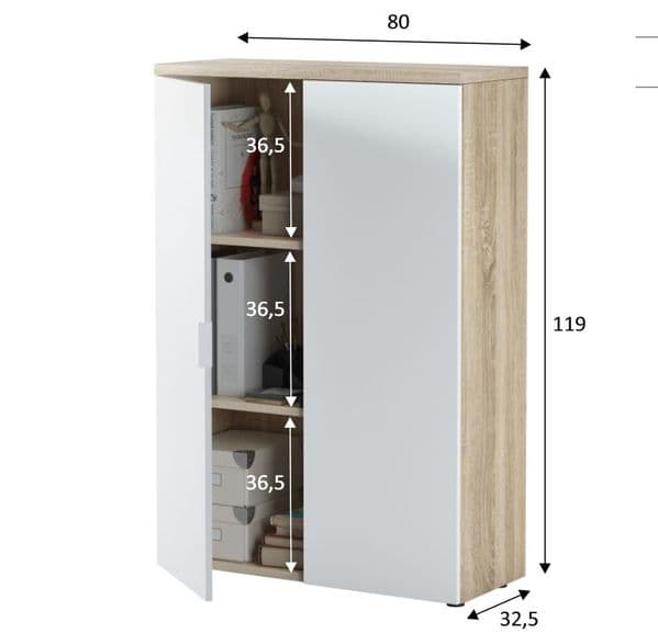 Oak And White Storage Cupboard Genthner
