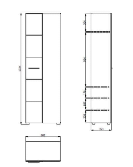 White Mirrored Narrow Wardrobe Almira