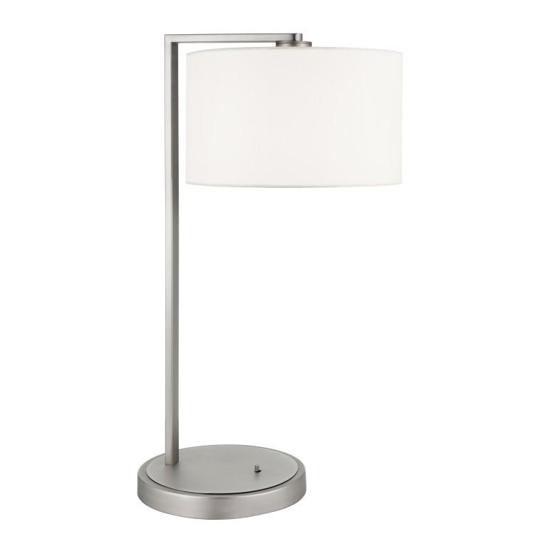 Daley Table Lamp Nickel & White Faux Silk