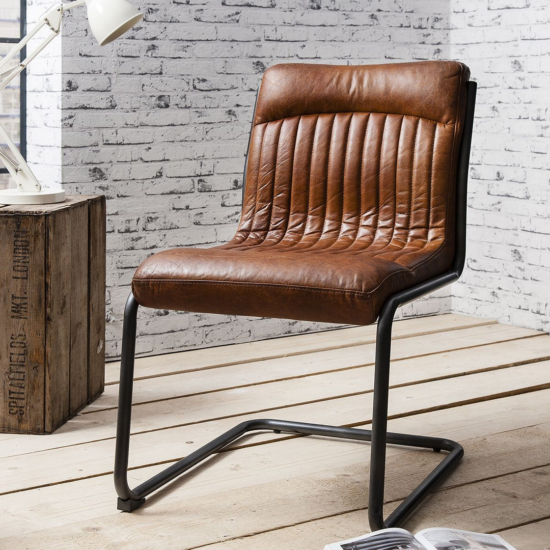 Dining Chair Brown Leather Fondren