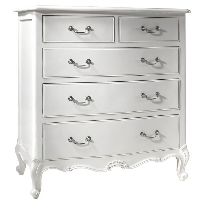 Vanilla White Five Drawer Chest Minier