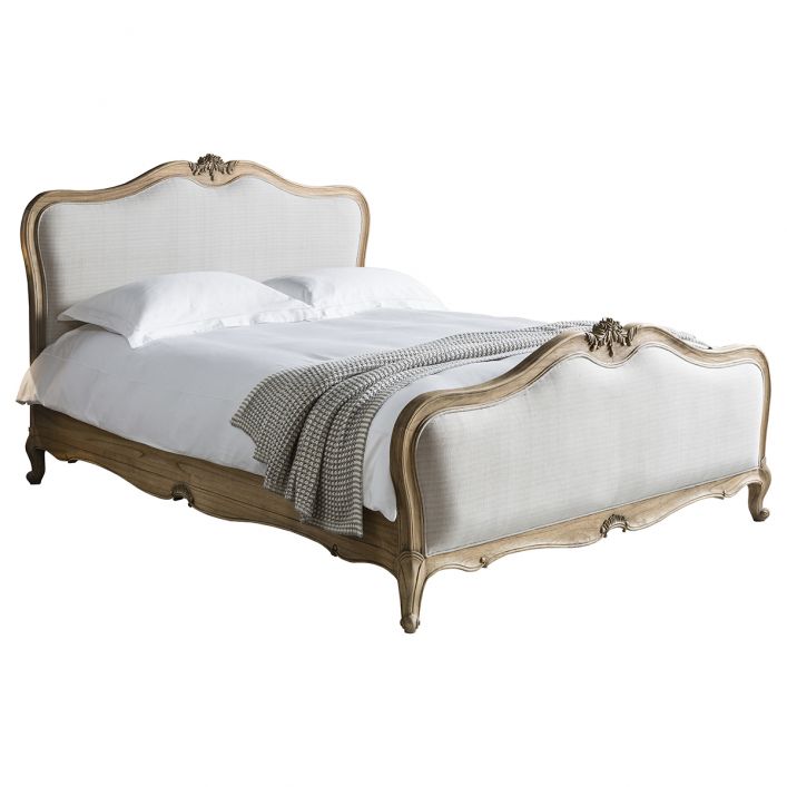 Super King Linen Weathered Upholstered Bed Minier