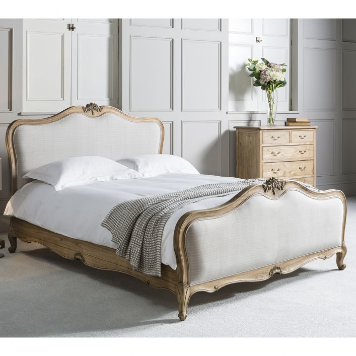 Super King Linen Weathered Upholstered Bed Minier