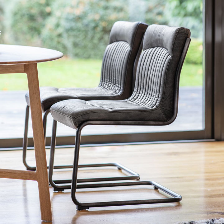 Dining Chair Antique Ebony Leather Fondren