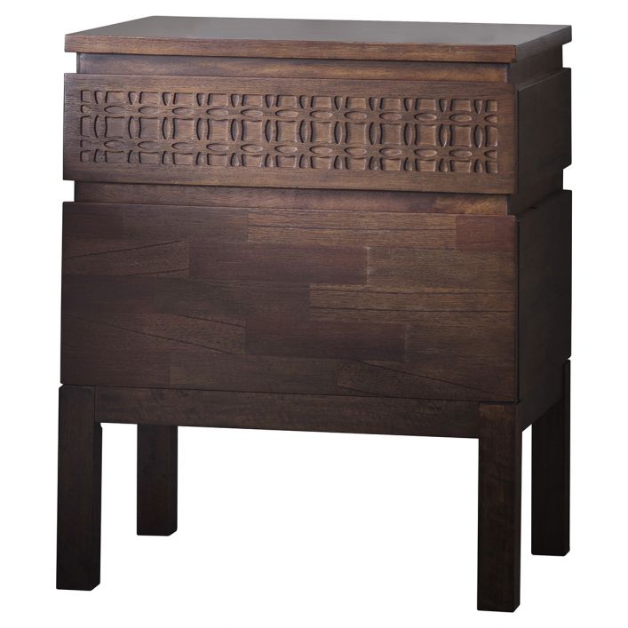 Brown Bedside Two Drawer Chest Pernell