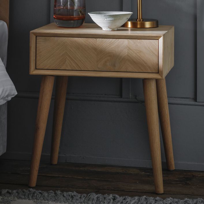 One Drawer Oak Bedside Table Luna