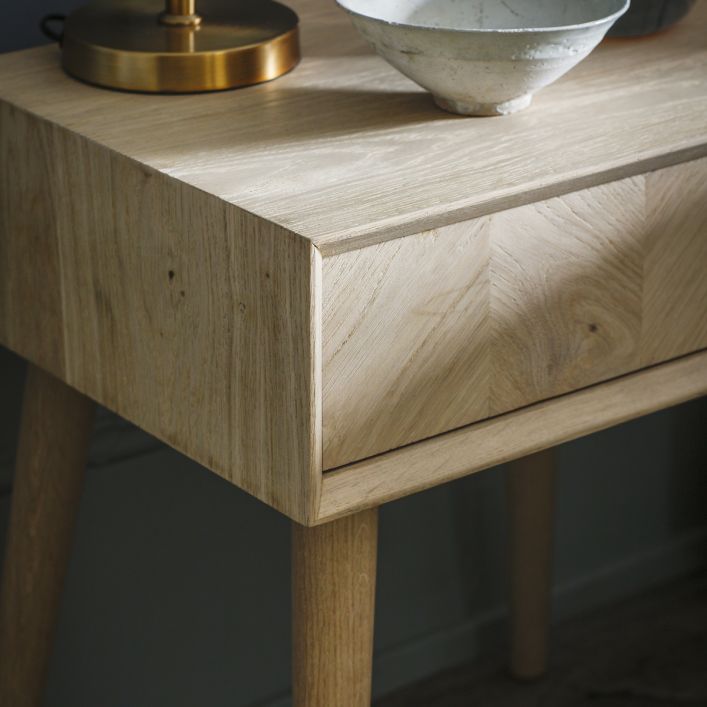 One Drawer Oak Bedside Table Luna