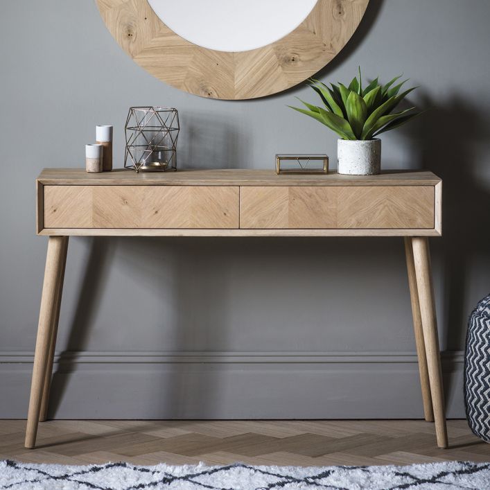 Two Drawer Oak Console Table Luna