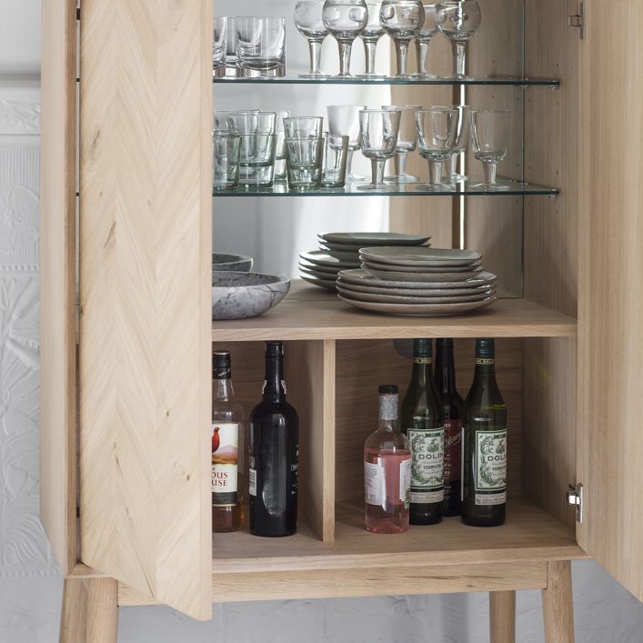 Two Door Oak Cocktail Cabinet Luna