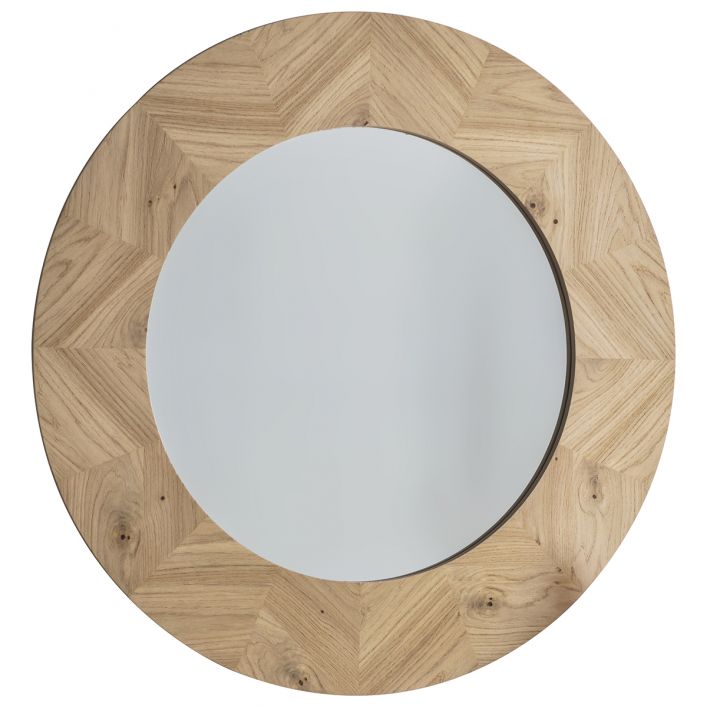 Oak Frame Mirror Round Luna