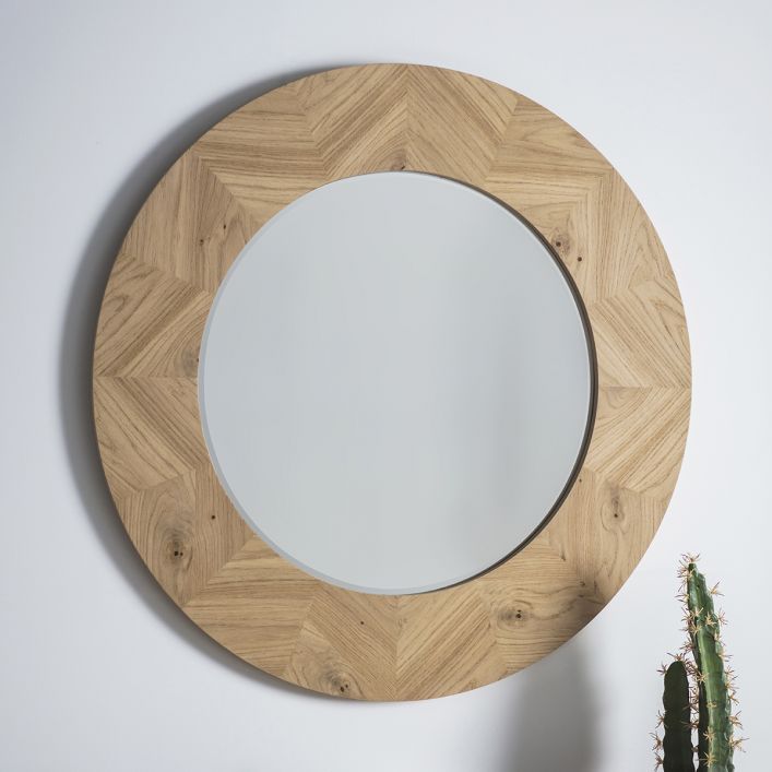 Oak Frame Mirror Round Luna