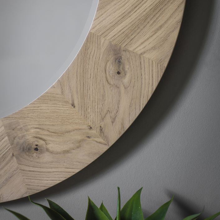 Oak Frame Mirror Round Luna