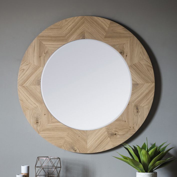 Oak Frame Mirror Round Luna