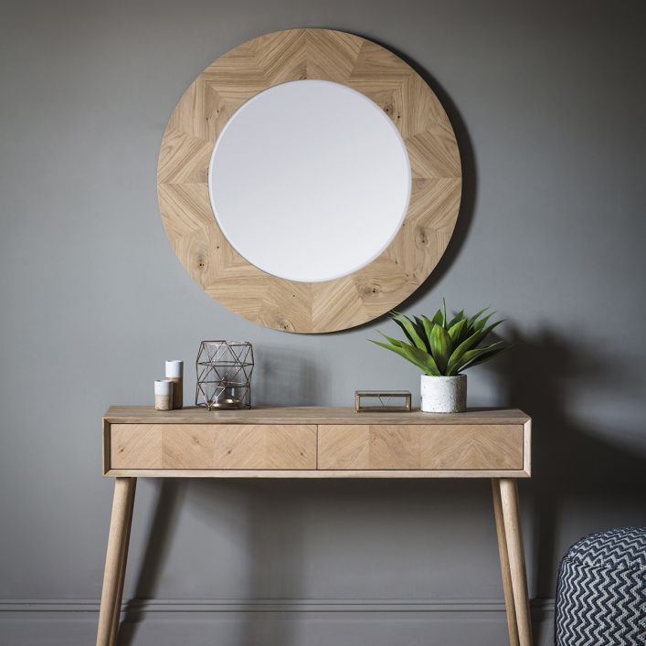 Oak Frame Mirror Round Luna