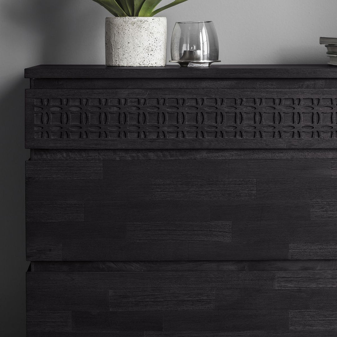 Boho 4 Drawer Black Chest