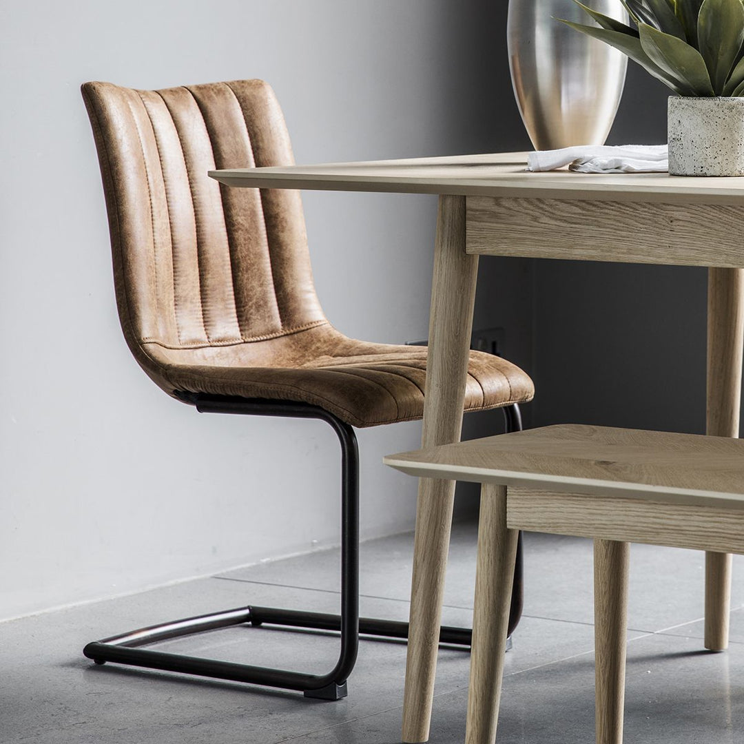 Brown Leather Dining Chair Set of 2 Charlton