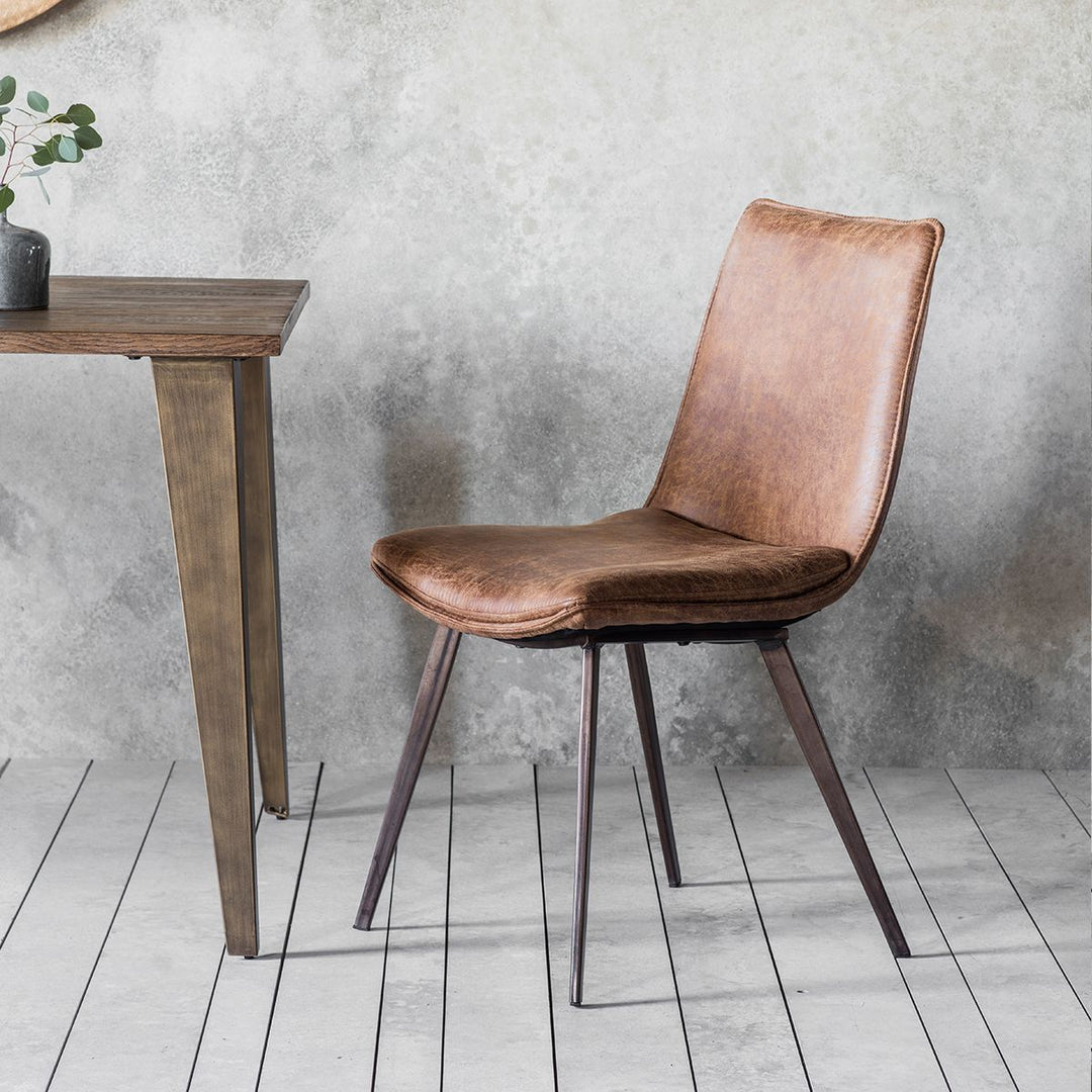 Brown Leather Dining Chair Eringil
