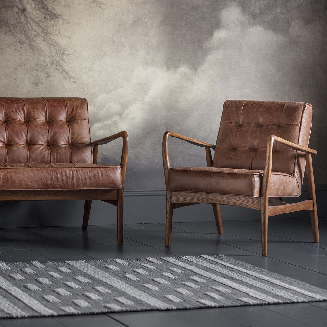 Sades Brown Leather Armchair