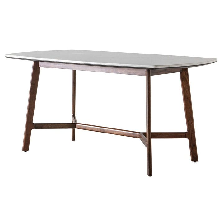 Barcelona Walnut Dining Table with White Marble Top in Rectangular or Round Shape