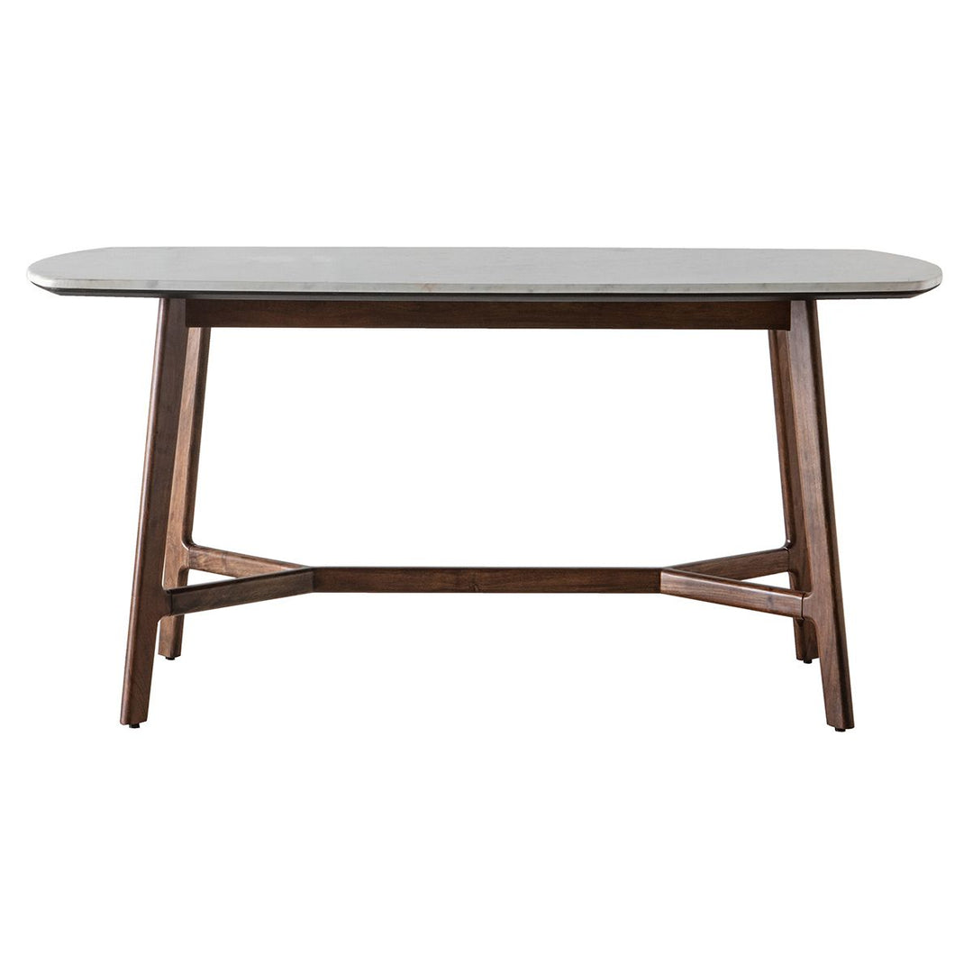 Barcelona Walnut Dining Table with White Marble Top in Rectangular or Round Shape