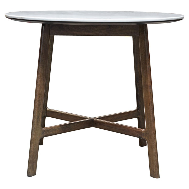 Barcelona Walnut Dining Table with White Marble Top in Rectangular or Round Shape