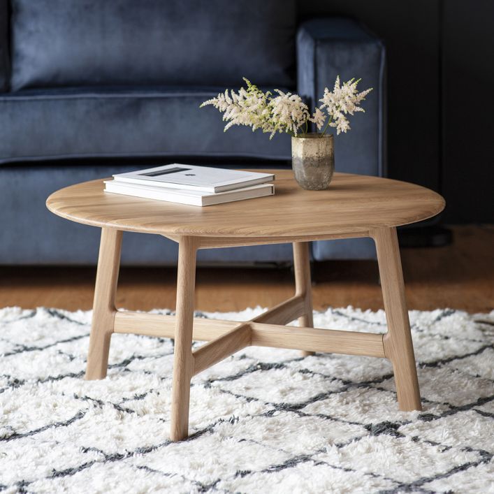 Light Oak Round Coffee Table Braxton