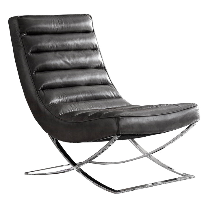 Black Leather Lounger Dannely