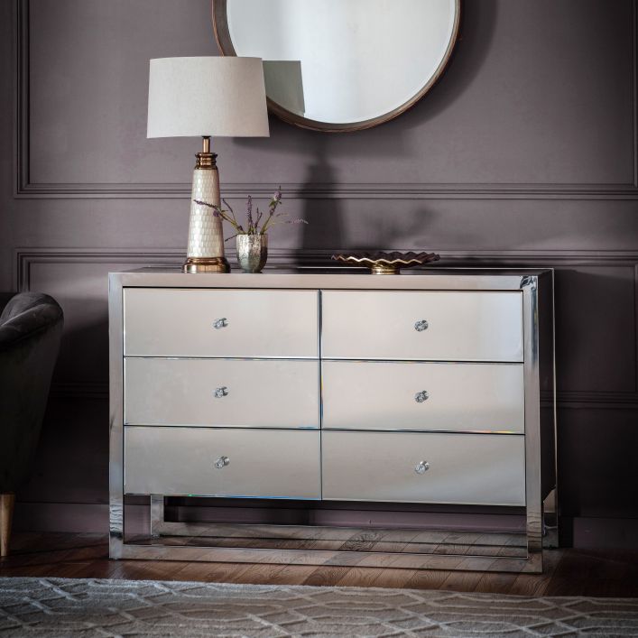 Casner Six Drawer Mirrored Chest