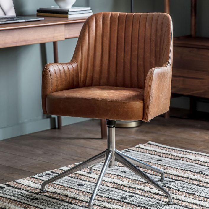 Vintage Brown Swivel Chair Loftus