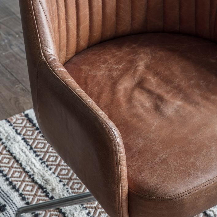 Vintage Brown Swivel Chair Loftus