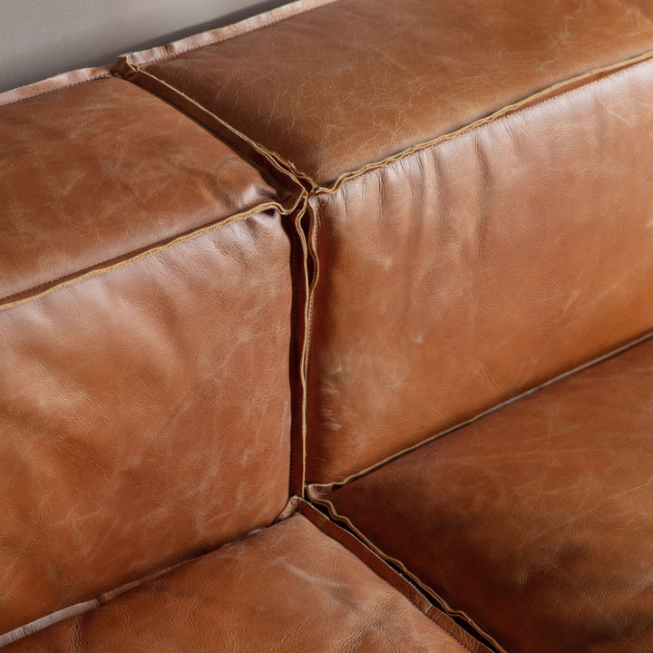 Sofa Vintage Brown Leather Cutshall