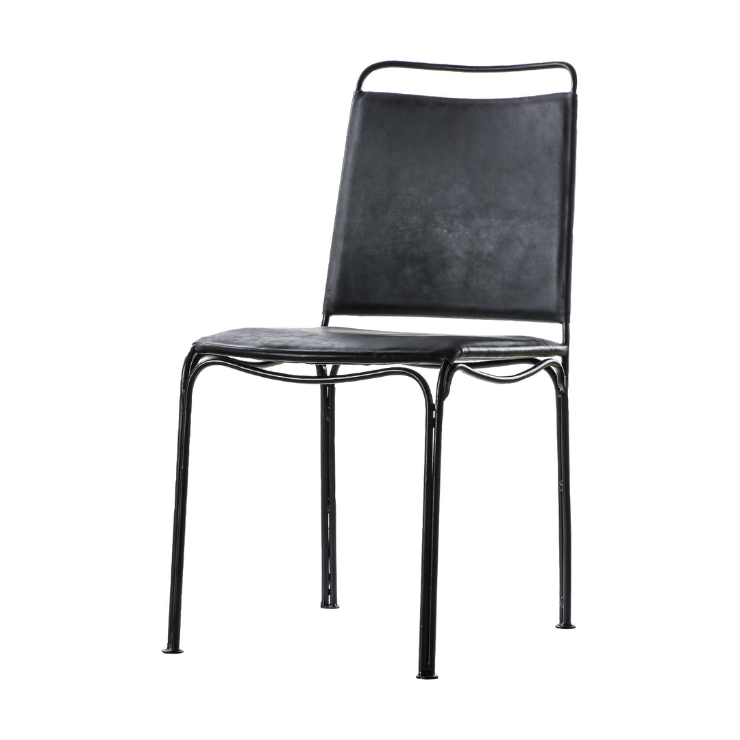 Set of 2 Dining Chair Black Leather Ladson