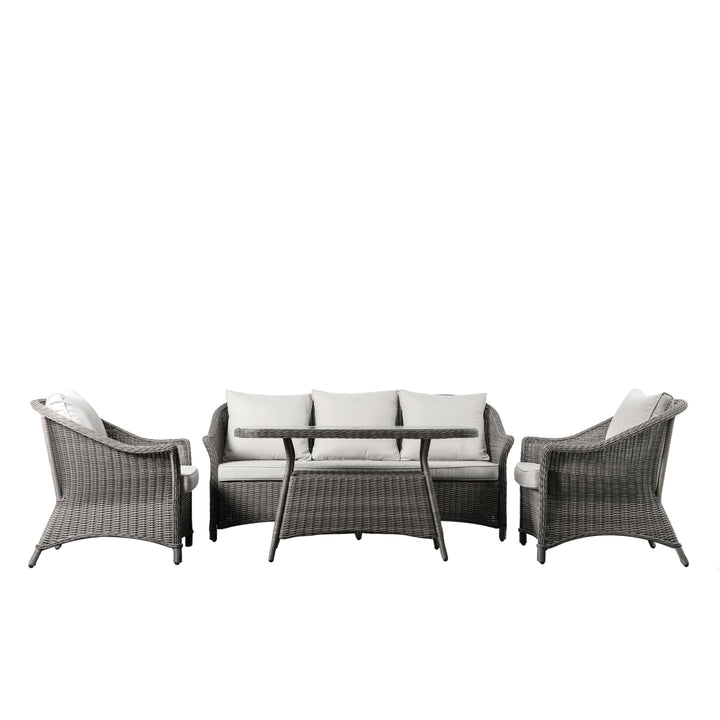 5 Seater Lounge Dining Set Gray Petra