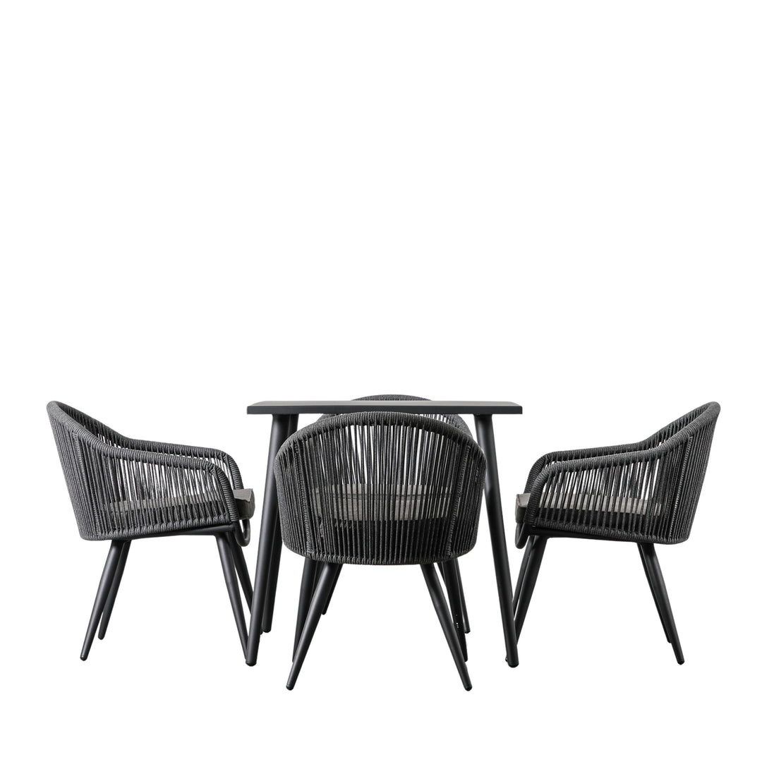 4 Seater Dining Set Charcoal Tasano