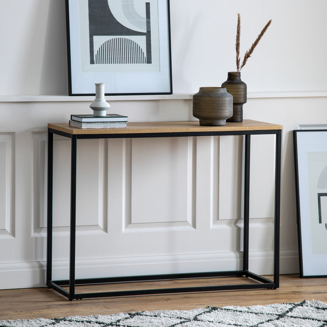 Oak Veneer Console Table Lamba