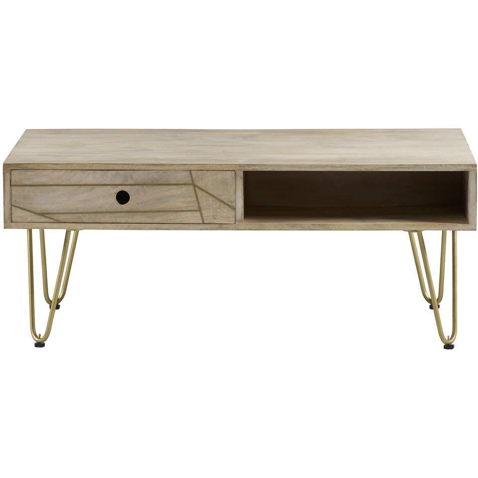Light Gold Rectangular Coffee Table with Drawer