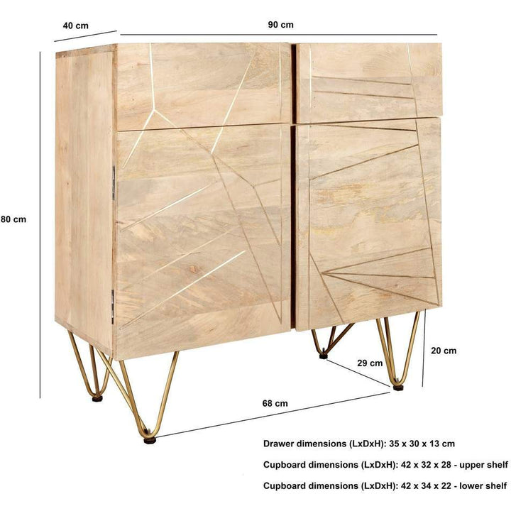 Light Gold 2 Door Medium Sideboard